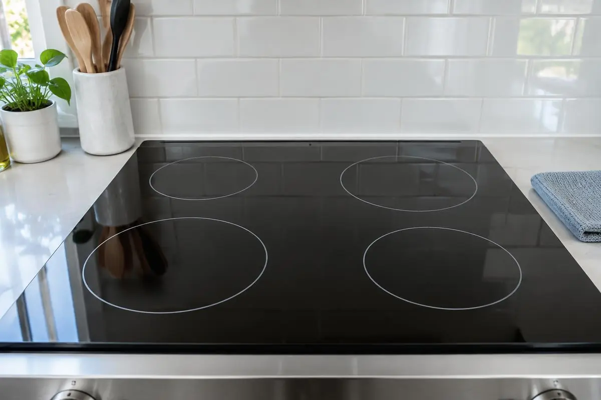 Glass-top stove after an Incasumac deep clean